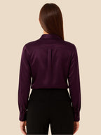 Satin Button-Down Shirt with Pointed Collar and Cuffs