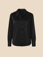Satin Button-Down Shirt with Pointed Collar and Cuffs