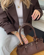 Short Double-Breasted Trench Coat with Notch Lapels
