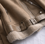 Suede-Look Aviator Jacket with Sherpa Lining and Collar