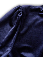 Velvet A-Line Midi Dress with Crew Neck and Long Sleeves